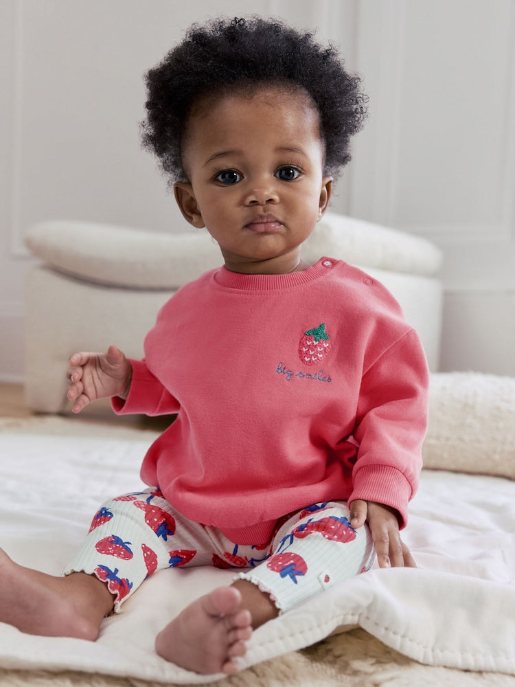 Red Strawberry Baby Sweatshirt and Leggings 2 Piece Set (0mths-2yrs) (0mths-2yrs)