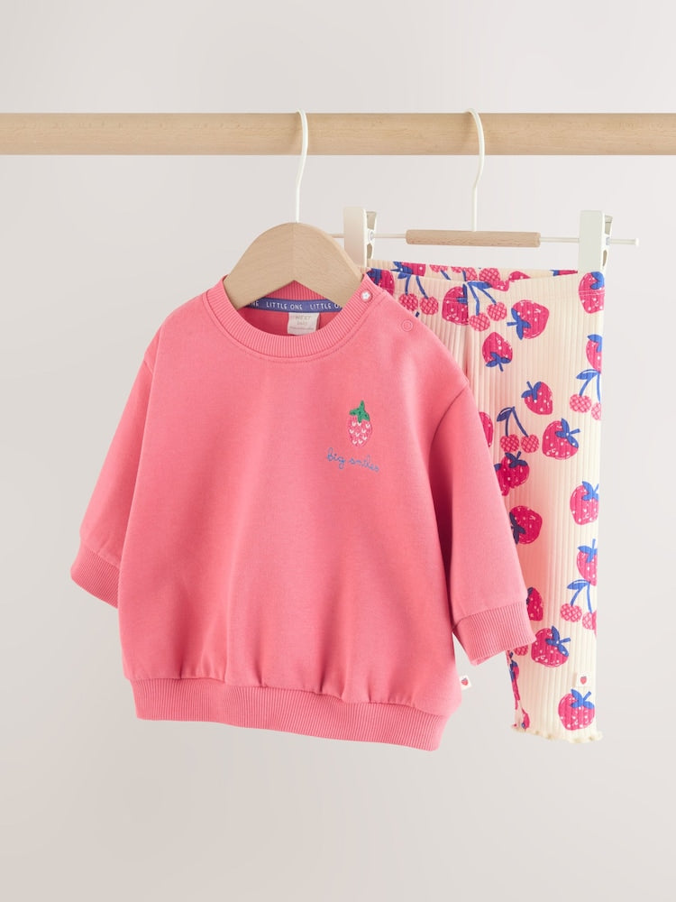 Red Strawberry Baby Sweatshirt and Leggings 2 Piece Set (0mths-2yrs) (0mths-2yrs)