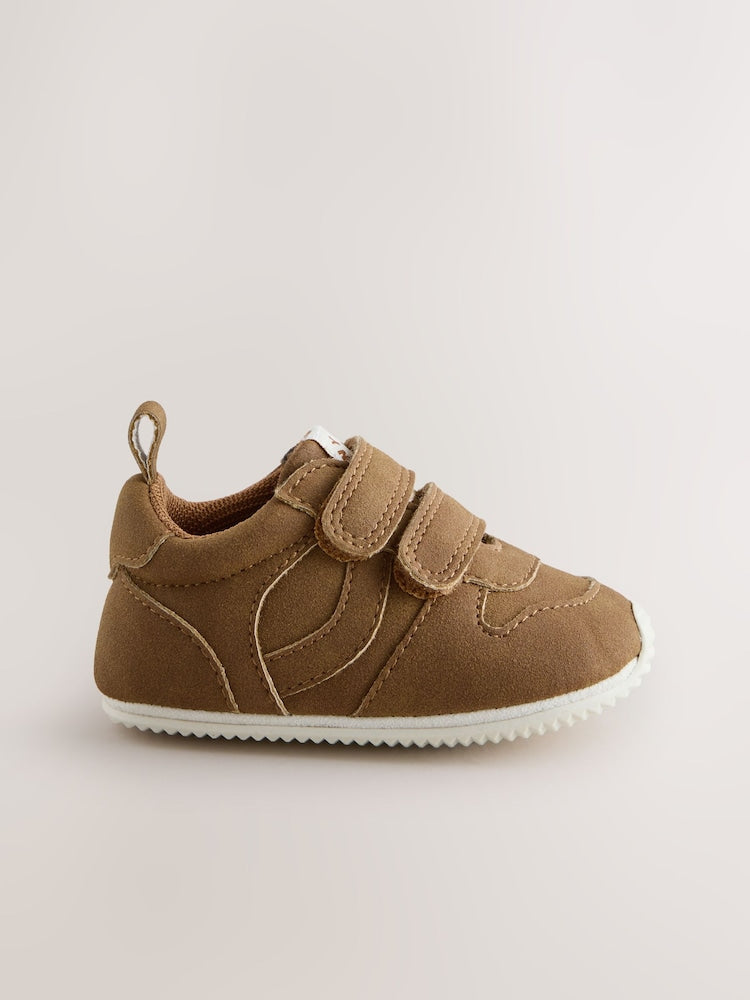 Tan Brown Baby Touch Fastening Trainers (0-2mths) - Size Up To 3 Months (50 - 62cm)