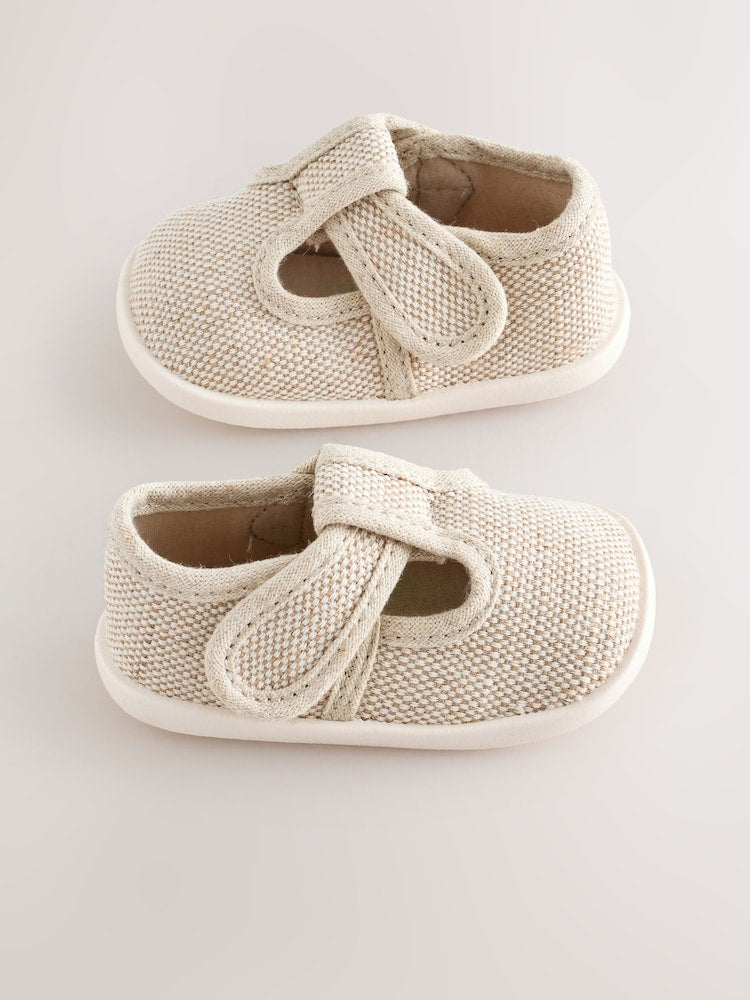 Neutral Crawler T-Bar Baby Shoes (0-2mths) - Size Up To 3 Months (50 - 62cm) - Neutral