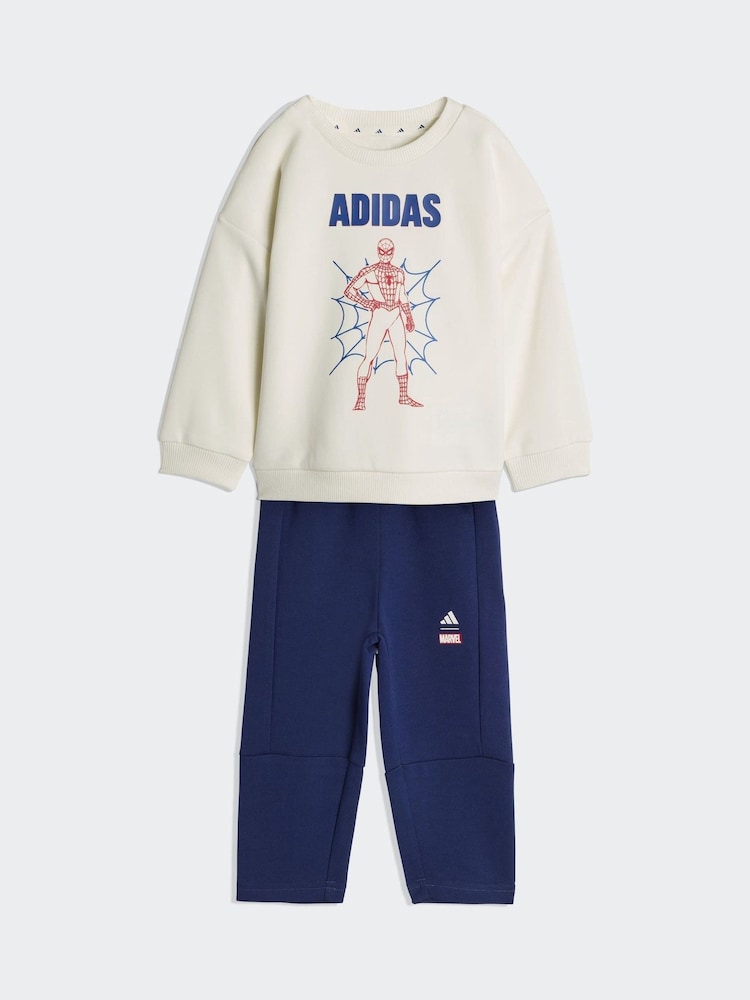 adidas White Marvel Spider-Man Sweatshirt and Jogger Set