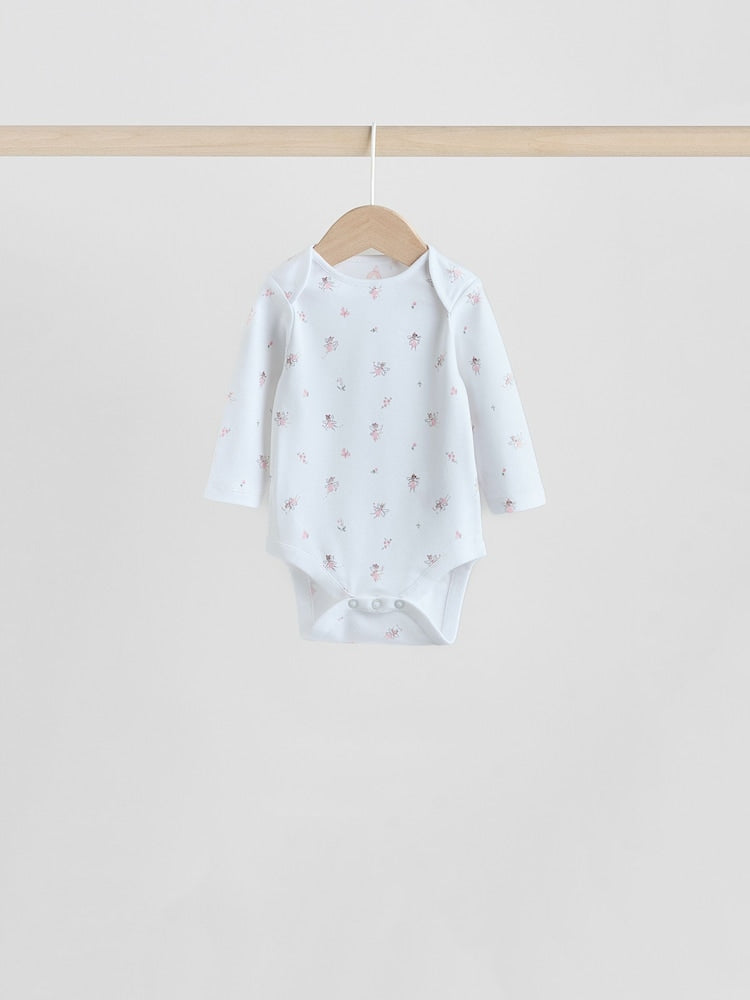 Pink 7 Pack Long Sleeve Baby Bodysuit