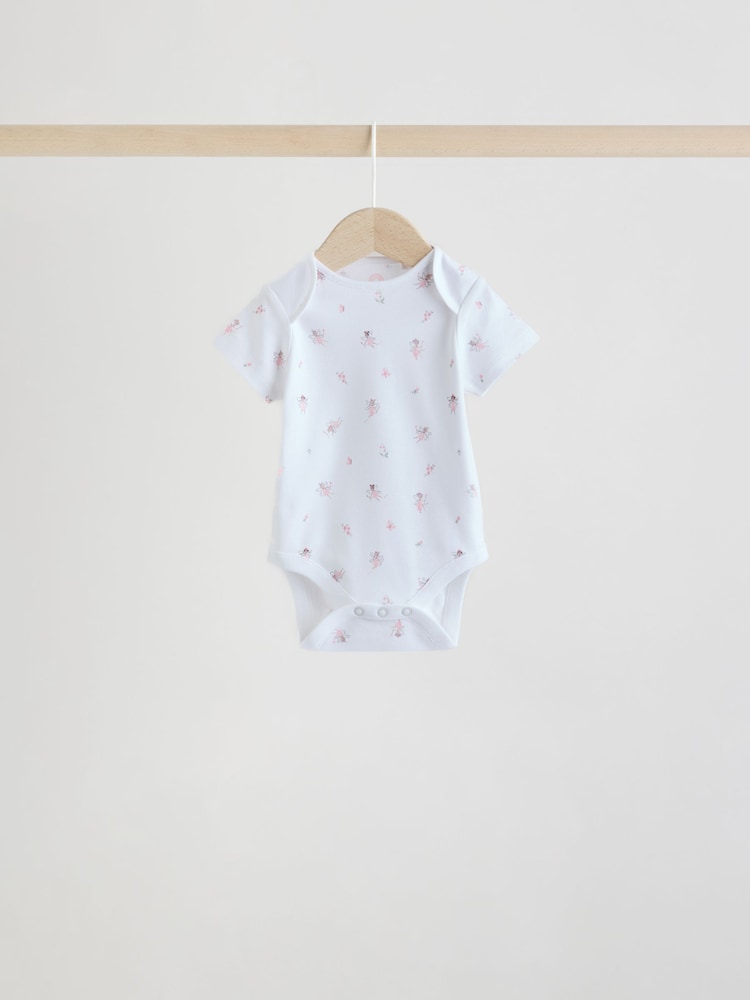 Pink 5 Pack Short Sleeve Baby Bodysuit