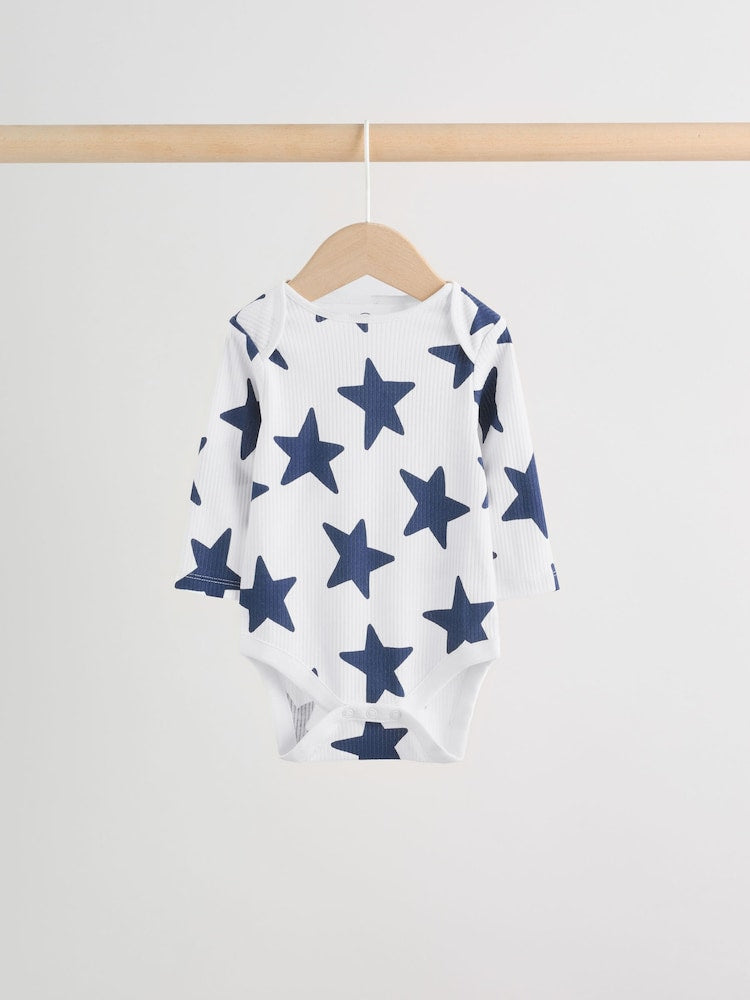 Navy Star Long Sleeve Bodysuits 5 Pack