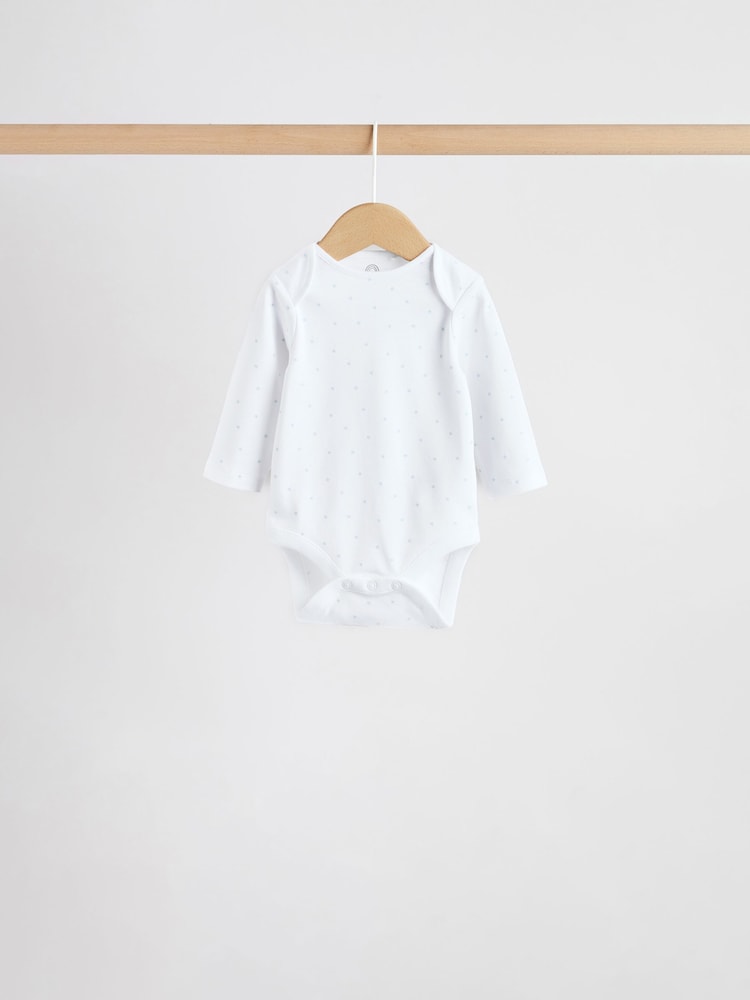 Blue 5 Pack Long Sleeved Baby Bear Bodysuit