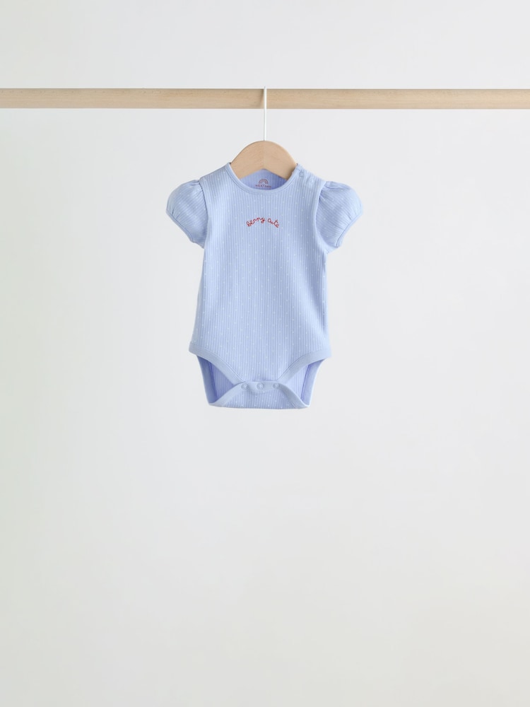 Blue Short Sleeve Baby Bodysuits 5 Pack