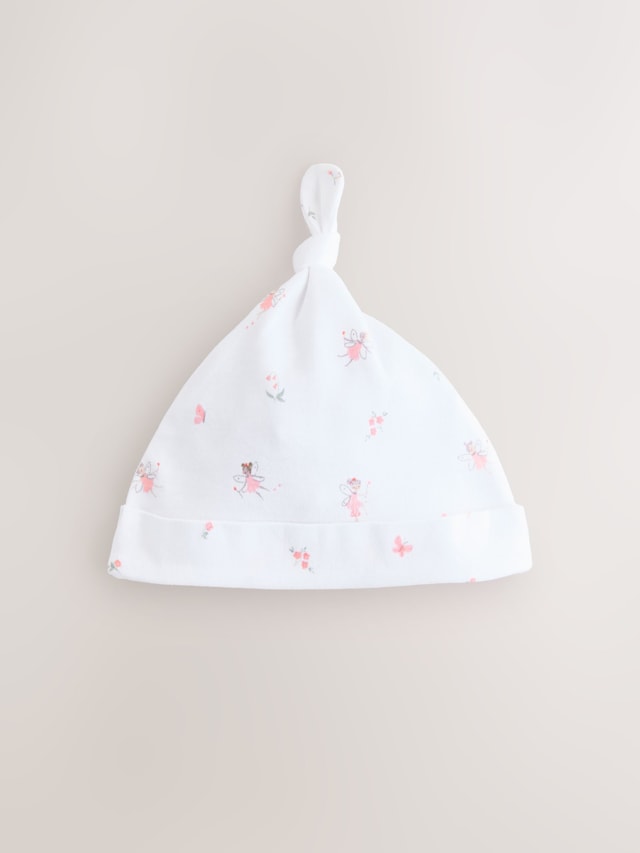 Pink/White Tie Top Baby Beanies 3 Pack (0-12mths) - Size 44cm (5lb)