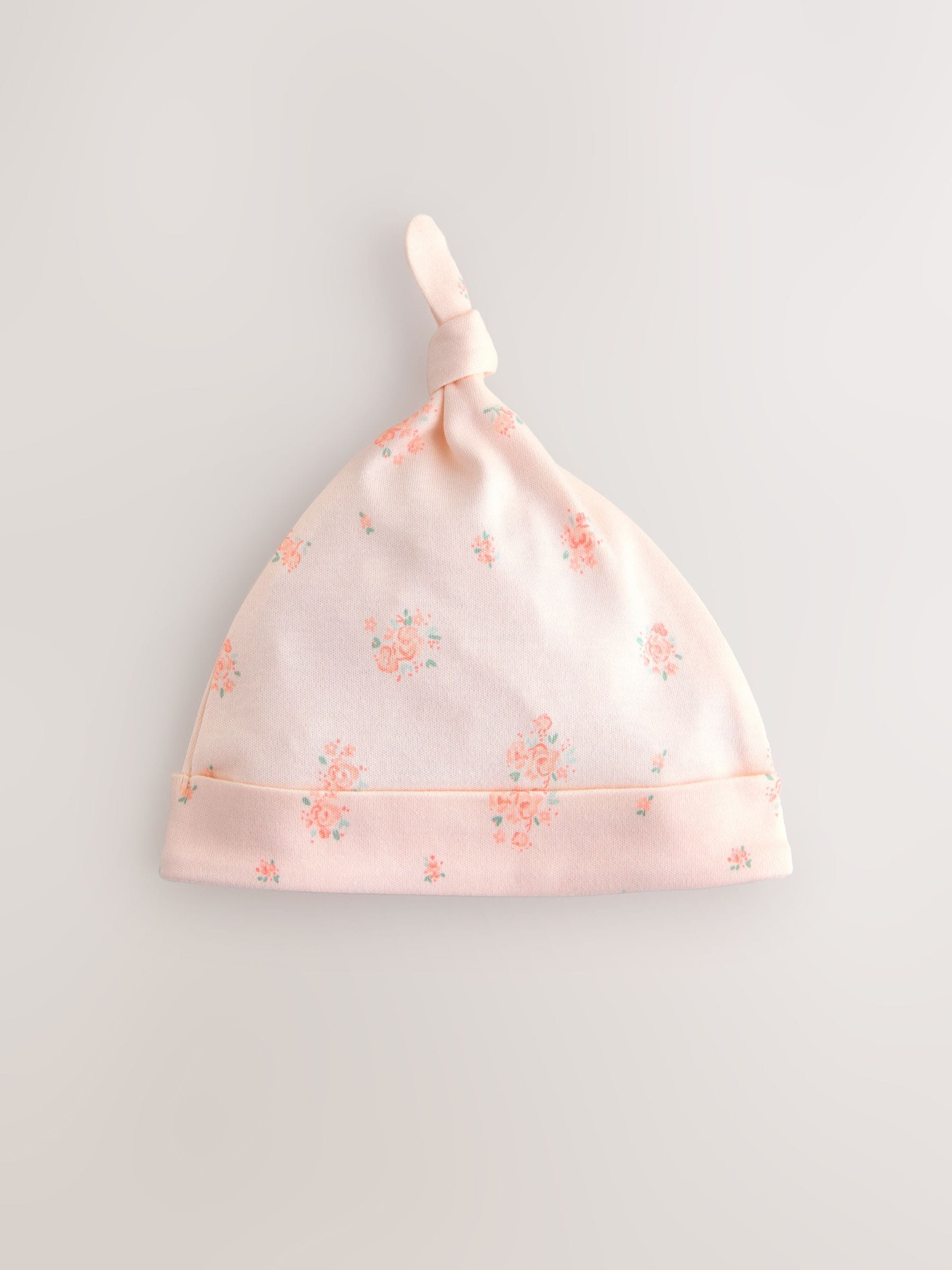 Pink/White Tie Top Baby Beanies 3 Pack (0-12mths) - Size 44cm (5lb)