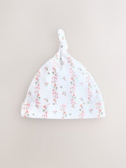 Pink/White Tie Top Baby Beanies 3 Pack (0-12mths) - Size 44cm (5lb)