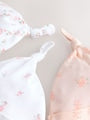 Pink/White Tie Top Baby Beanies 3 Pack (0-12mths) - Size 44cm (5lb)