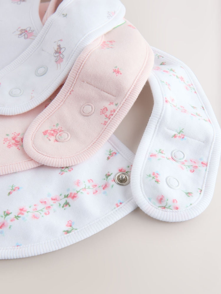 Pink/White Baby Bibs 3 Pack - Size One