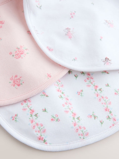 Pink/White Baby Bibs 3 Pack - Size One