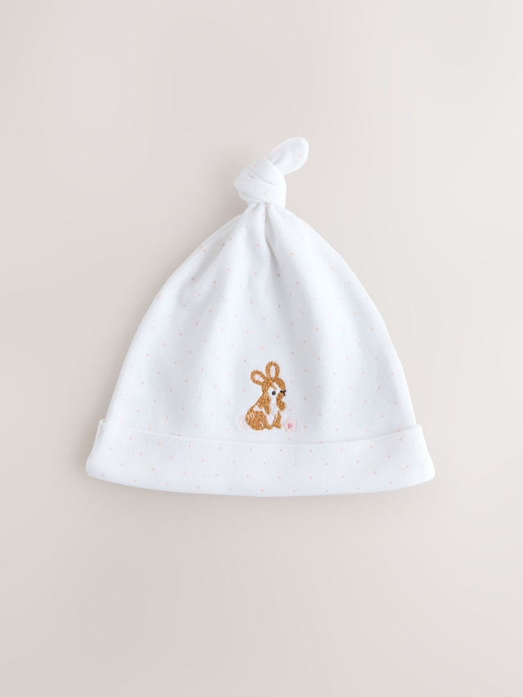 Pink Tie Top Baby Beanie 3 Pack (0-12mths) - Size 44cm (5lb)