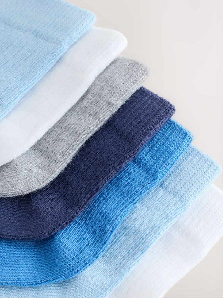Blue Baby Socks 7 Pack (0mths-2yrs) - Size 50cm (First Size)