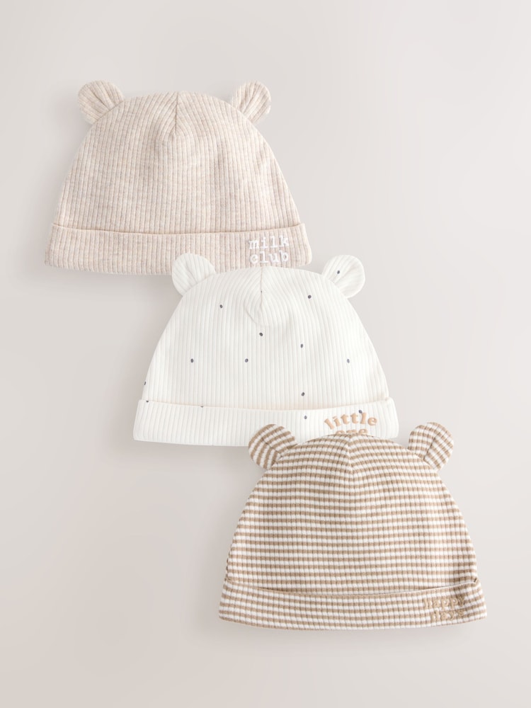 Neutral Milk Club Baby Beanies 3 Pack (0-12mths) - Up To 3 Months (50 - 62cm)