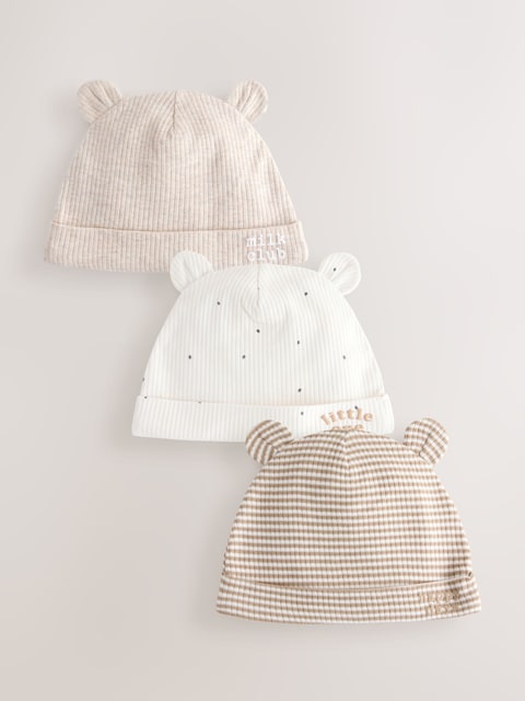 Neutral Milk Club Baby Beanies 3 Pack (0-12mths) - Size 44cm (5lb)