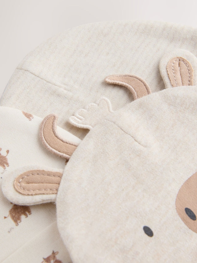 Neutral Hamish Baby Beanies 3 Pack (0-12mths) - Size 44cm (5lb)