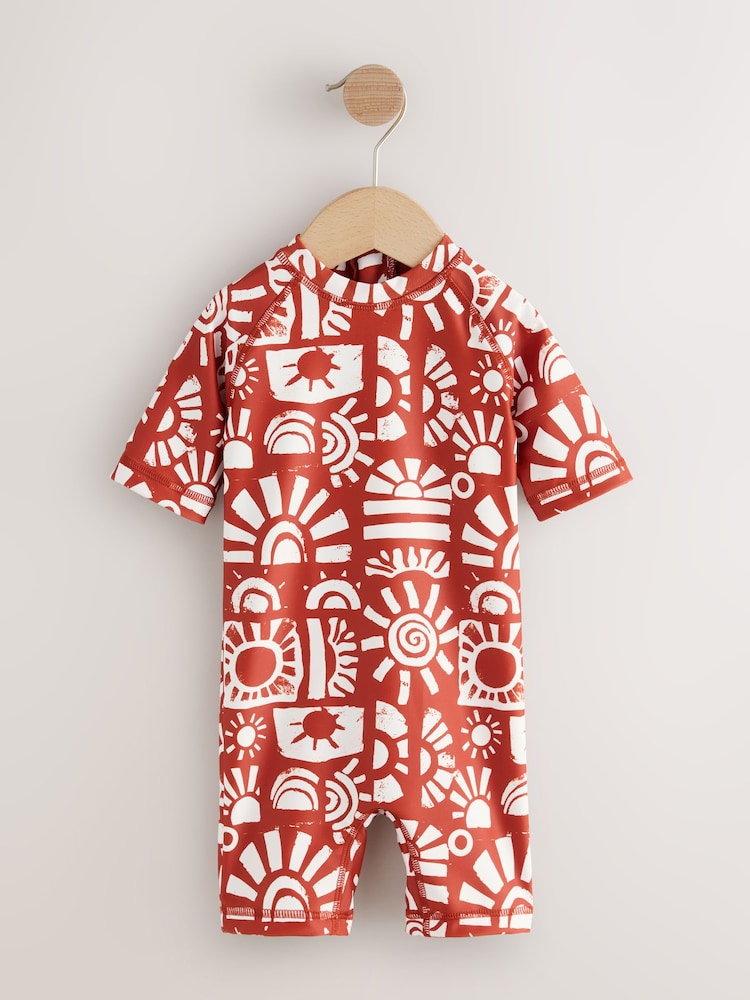 Brown Aztec Sunsafe All-In-One Swimsuit (3mths-7yrs) - Size 3-6 Months (62-68cm)