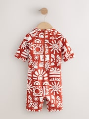 Brown Aztec Sunsafe All-In-One Swimsuit (3mths-7yrs) - Size 3-6 Months (62-68cm)