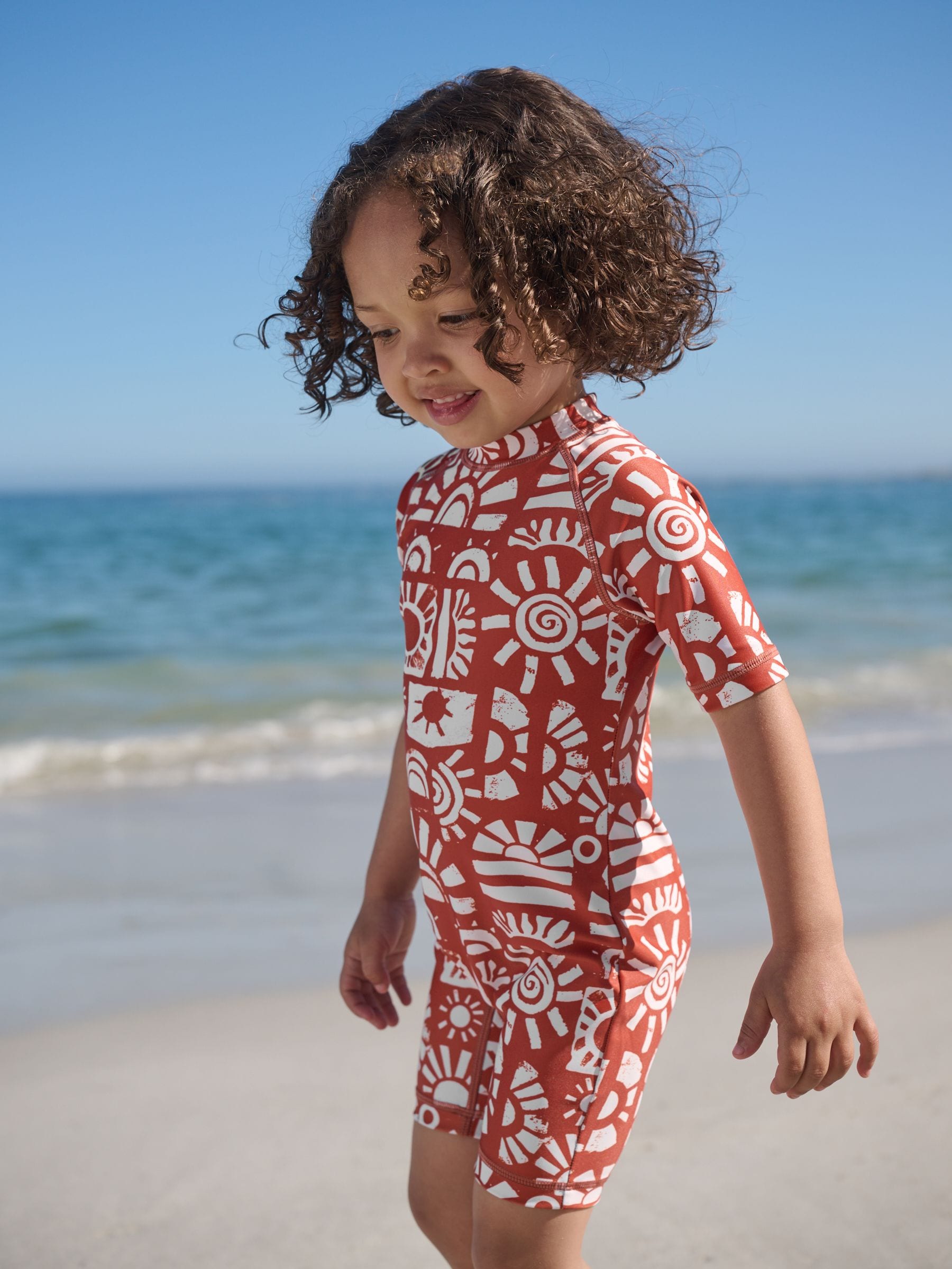 Brown Aztec Sunsafe All-In-One Swimsuit (3mths-7yrs) - Size 3-6 Months (62-68cm) - Default 1