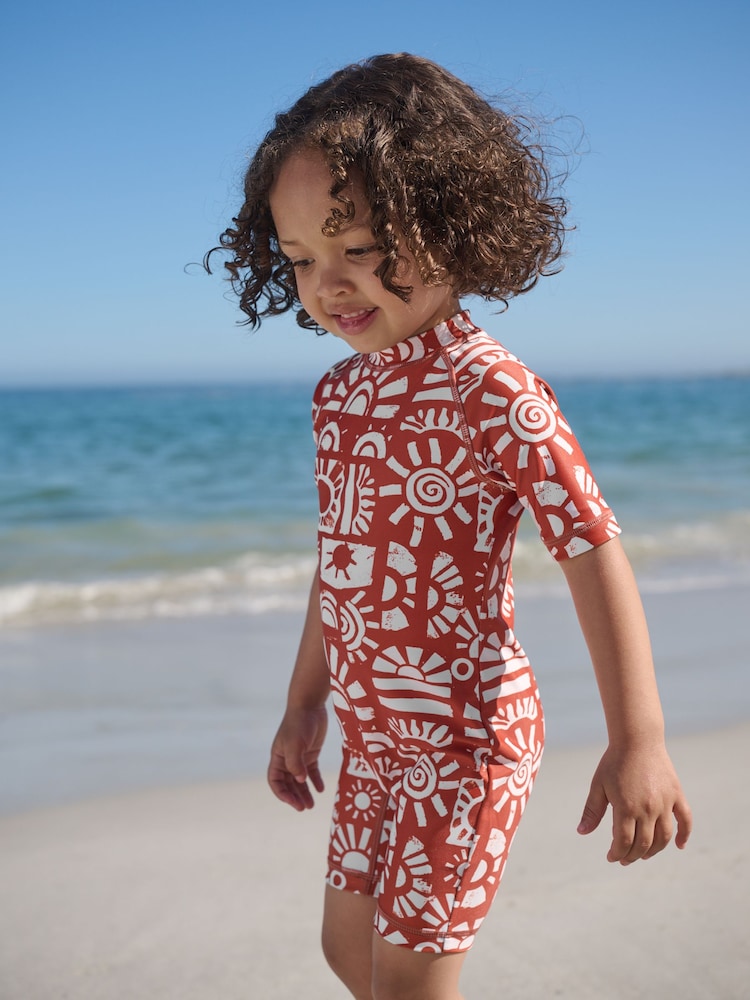 Brown Aztec Sunsafe All-In-One Swimsuit (3mths-7yrs) - Size 3-6 Months (62-68cm)