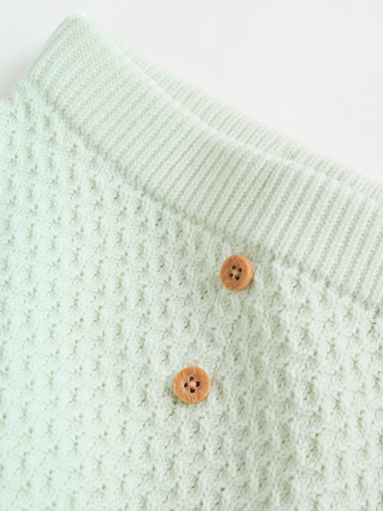 Sage Green Crochet Animal Knitted Cardigan and Legging Baby Set (0mths-2yrs)