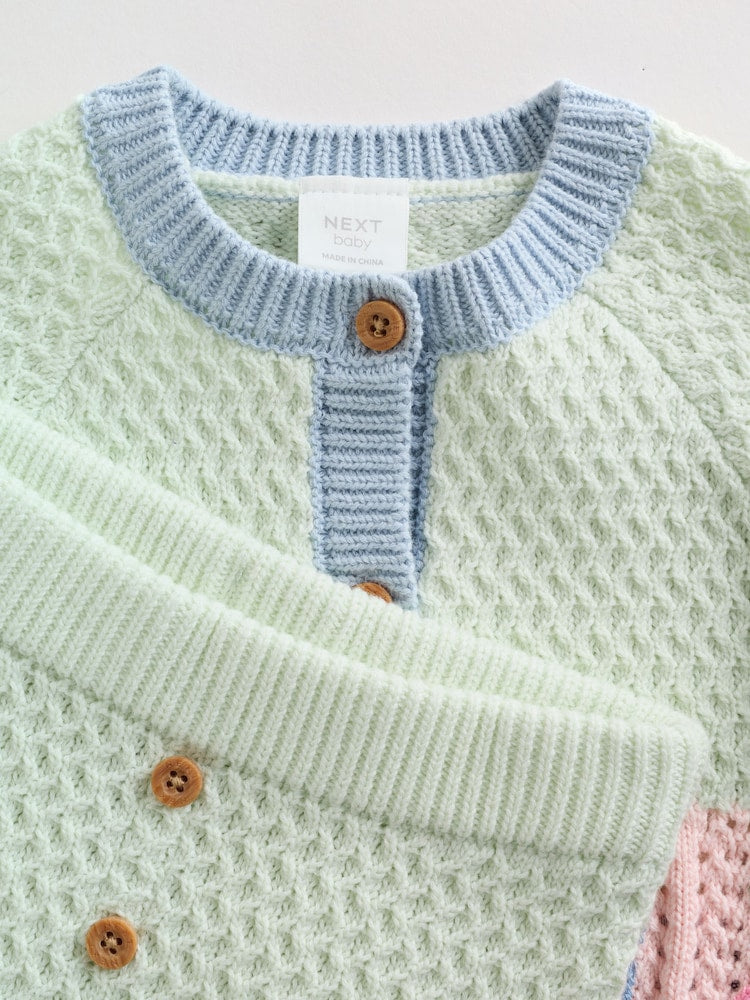 Sage Green Crochet Animal Knitted Cardigan and Legging Baby Set (0mths-2yrs)