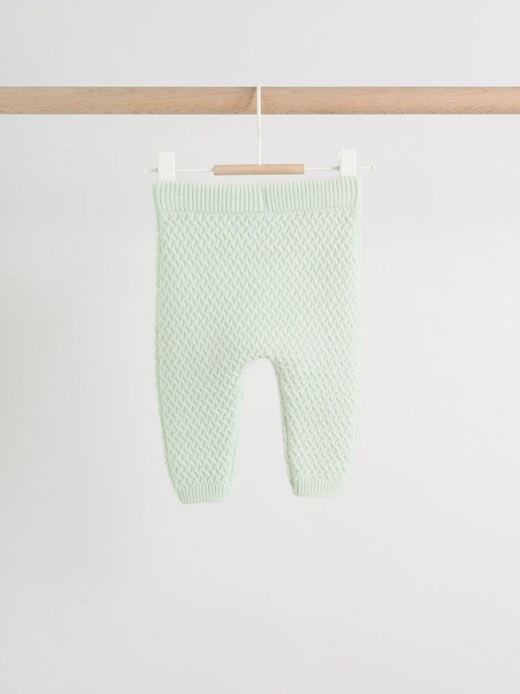 Sage Green Crochet Animal Knitted Cardigan and Legging Baby Set (0mths-2yrs)