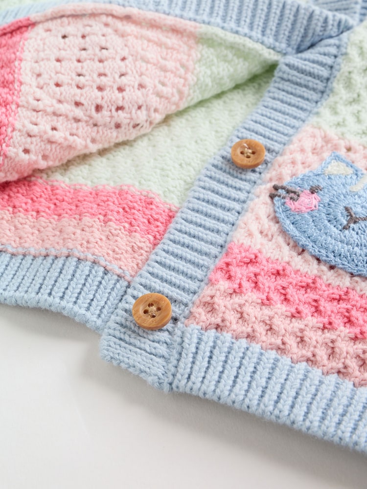 Sage Green Crochet Animal Knitted Cardigan and Legging Baby Set (0mths-2yrs)