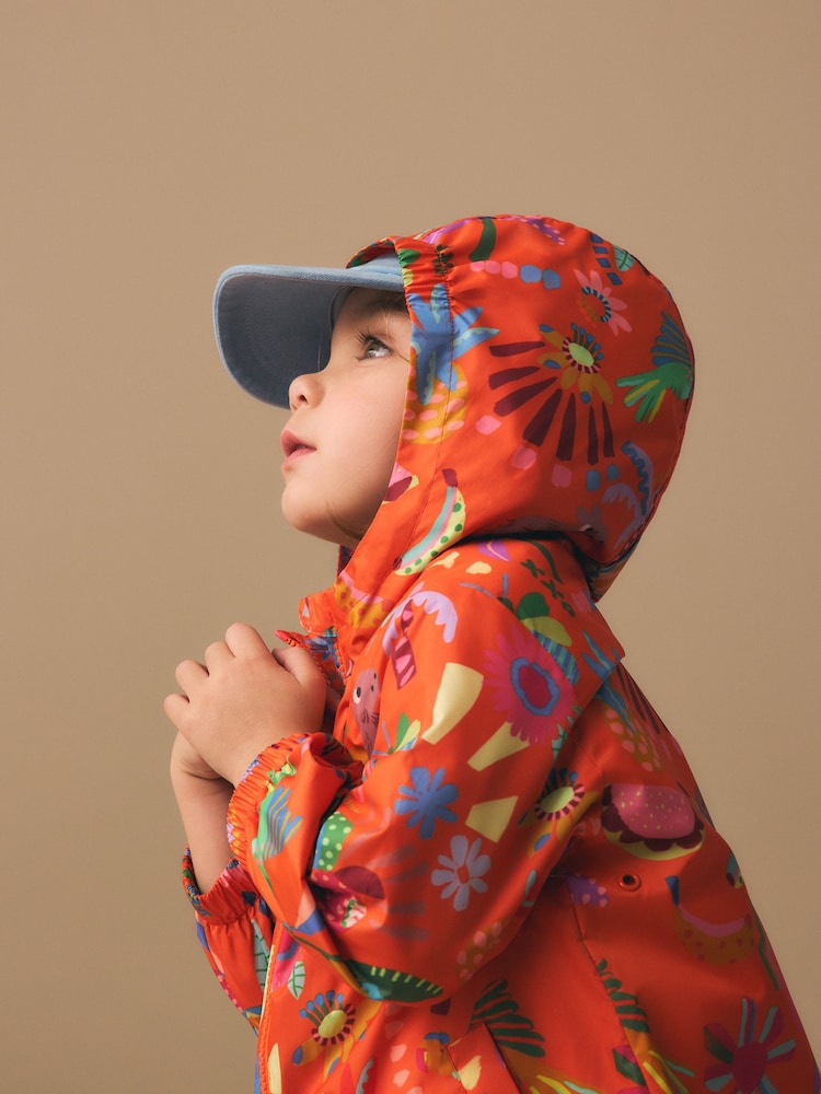 Orange Character Shower Resistant Printed Raincoat (3mths-7yrs)