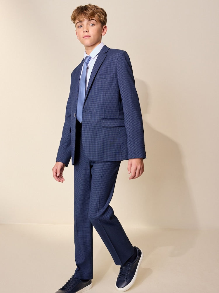Navy Check Suit Jacket (3-16yrs)