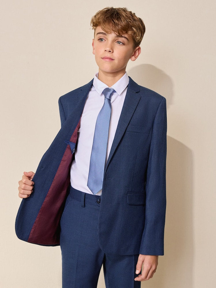 Navy Check Suit Jacket (3-16yrs)