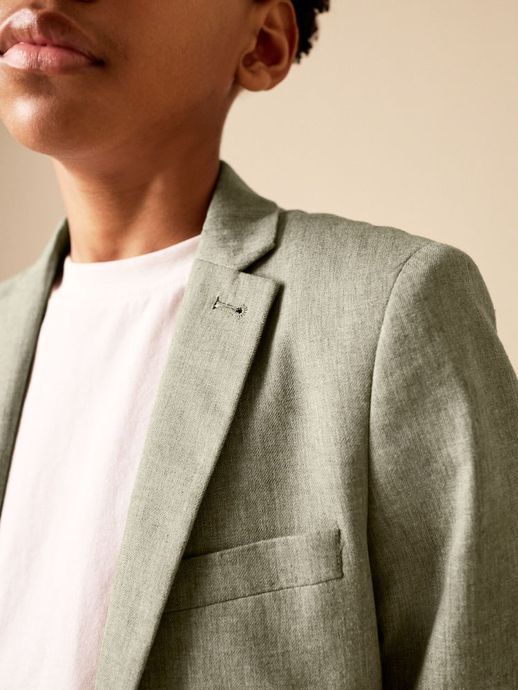 Khaki Green Linen Blend Suit Jacket (3-16yrs)