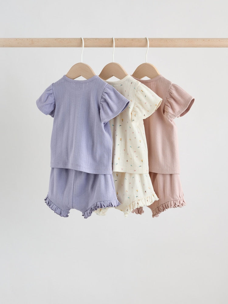 Purple Floral Short Sleeve Top and Shorts Baby Set 6 Piece (0mths-2yrs) - Size Up to 1 Month (56cm)