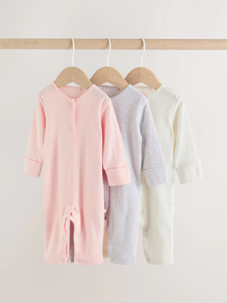 Pink Baby Sleepsuit 3 Pack (0mths-3yrs)