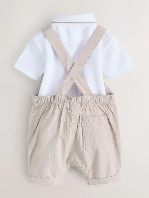 Baker by Ted Baker Seersucker Dungaree,Polo Shirt and Hat Set