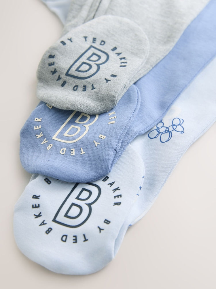 Baker by Ted Baker Blue/Grey Baker by Ted Baker 3 Pack Sleepsuits