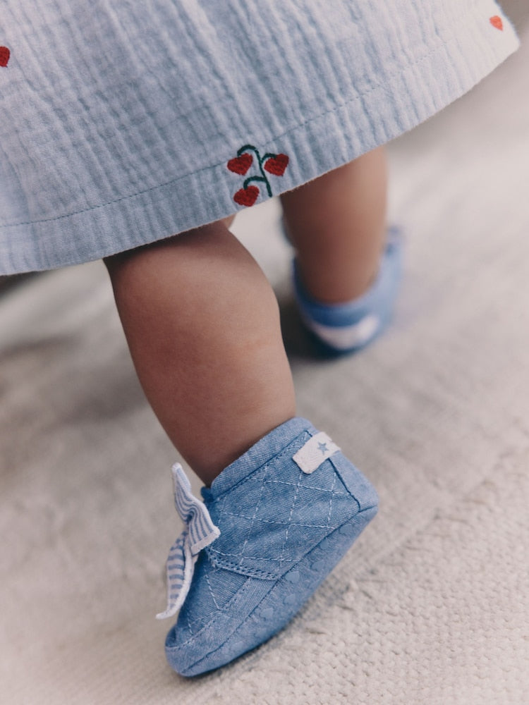Blue Baby Floral Print Boots (0-18mths) - Size Up To 3 Months (50 - 62cm)