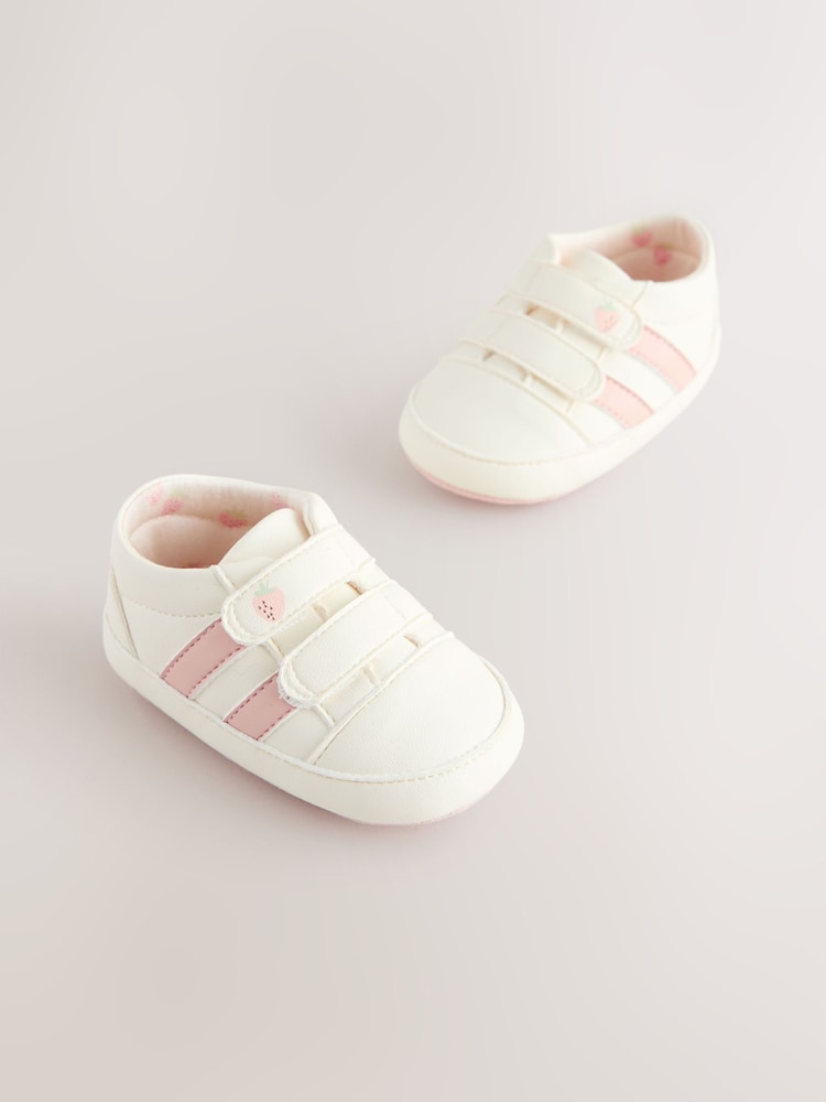 White/Pink Touch Fasten Baby Trainers (0-24mths)