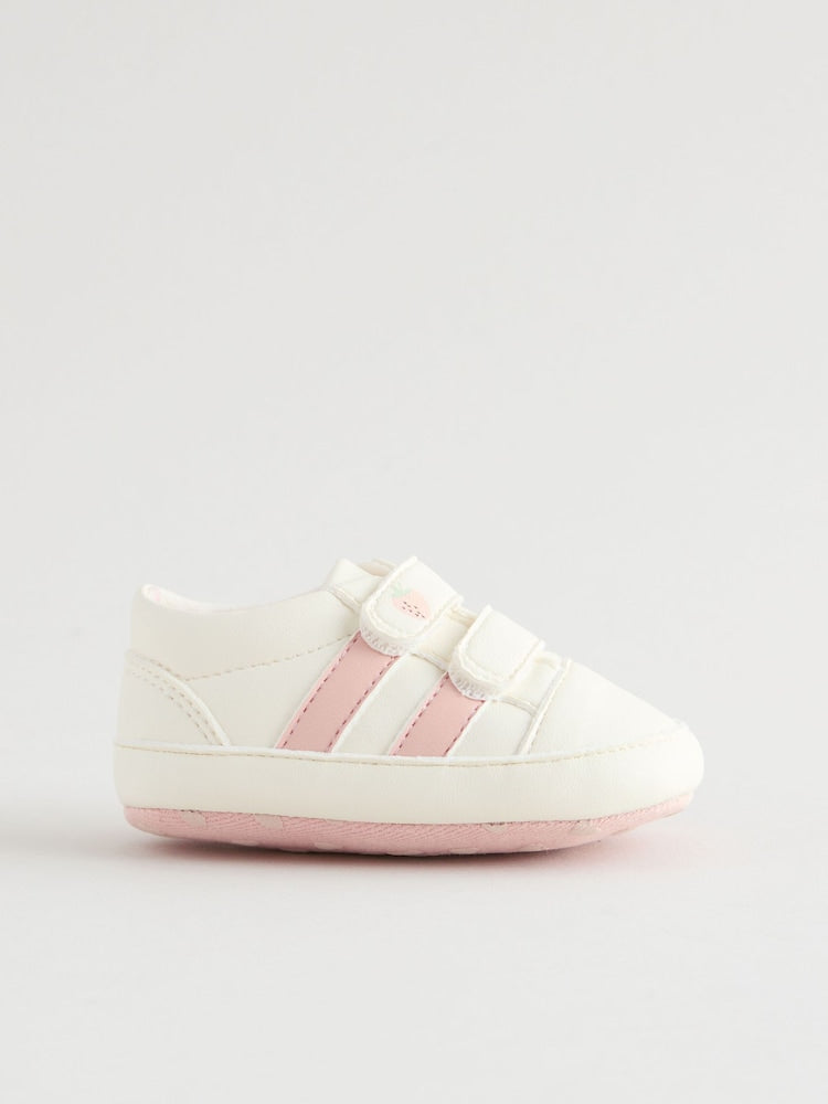 White/Pink Touch Fasten Baby Trainers (0-24mths)