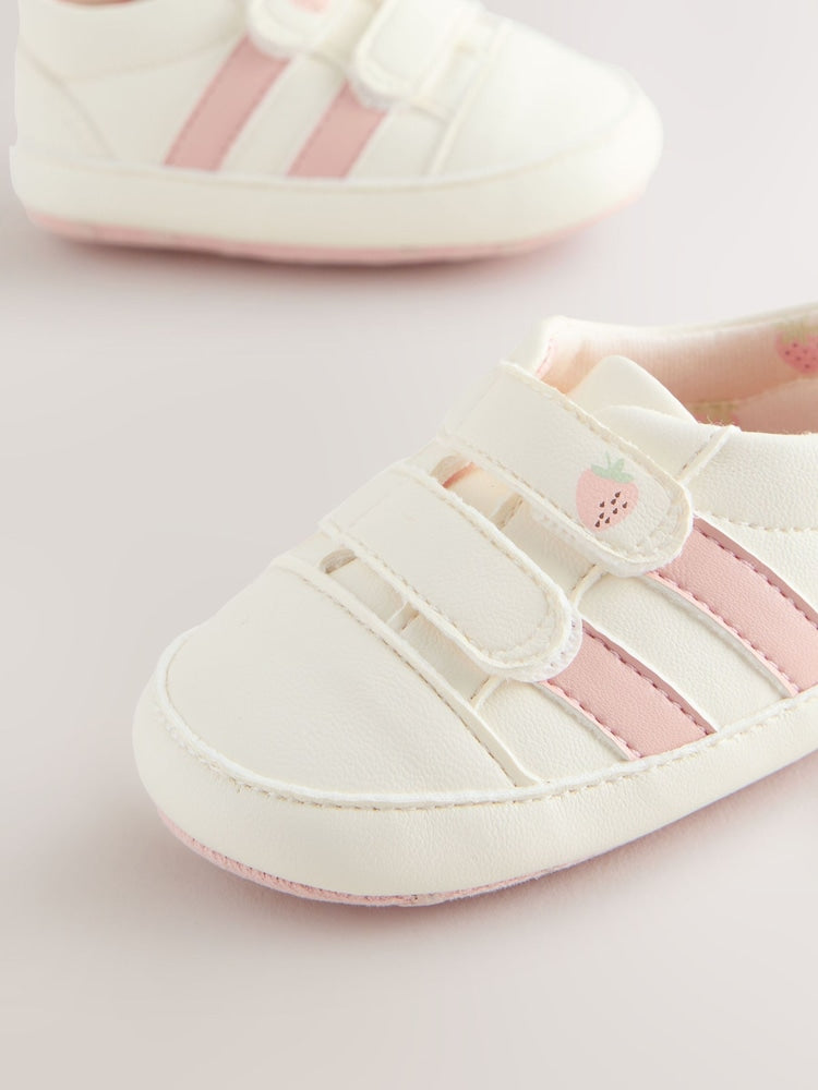 White/Pink Touch Fasten Baby Trainers (0-24mths)