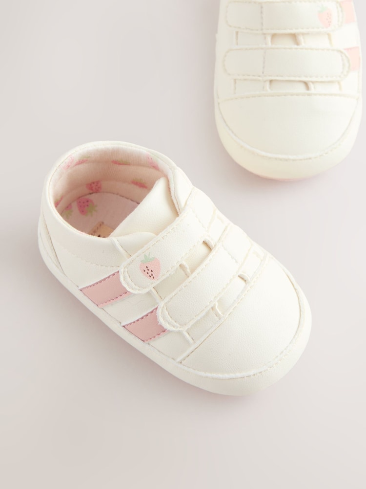 White/Pink Touch Fasten Baby Trainers (0-24mths)