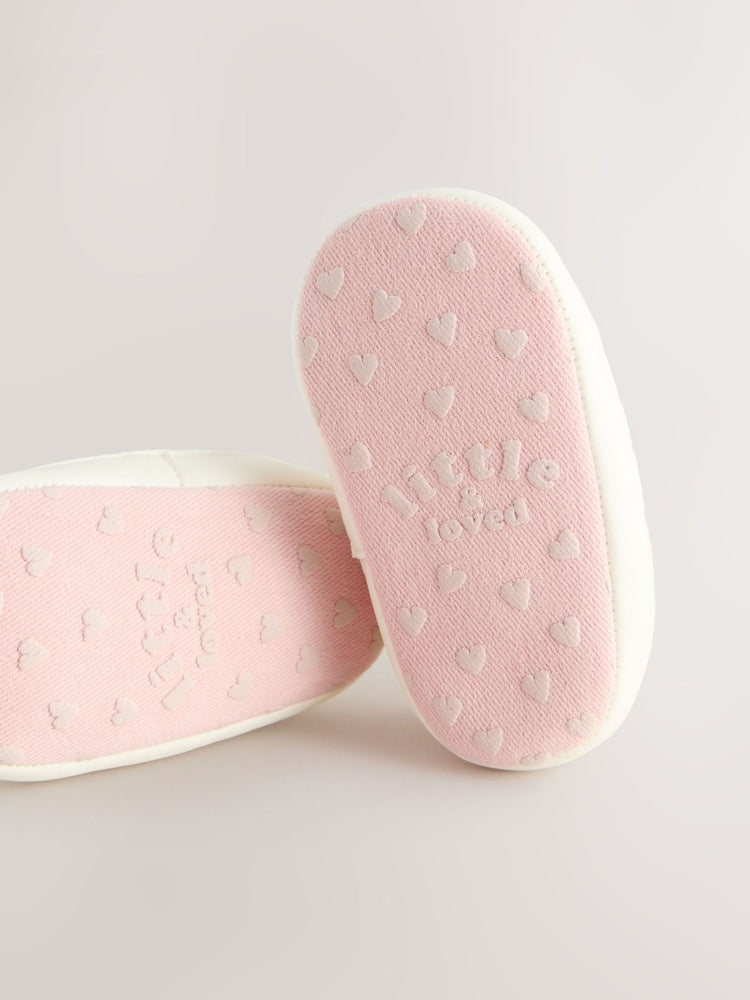 White/Pink Touch Fasten Baby Trainers (0-24mths)