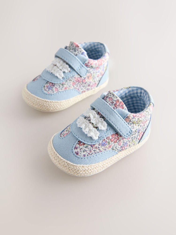 Blue Floral Baby Touch Fasten Trainers (0-24mths)