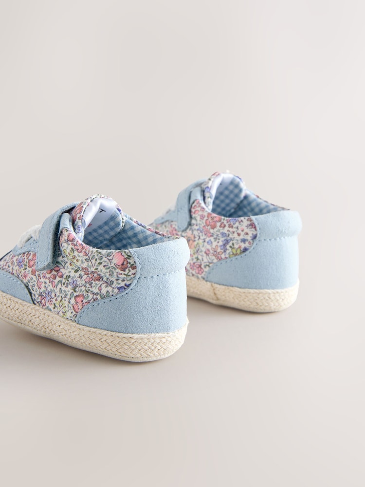 Blue Floral Baby Touch Fasten Trainers (0-24mths)