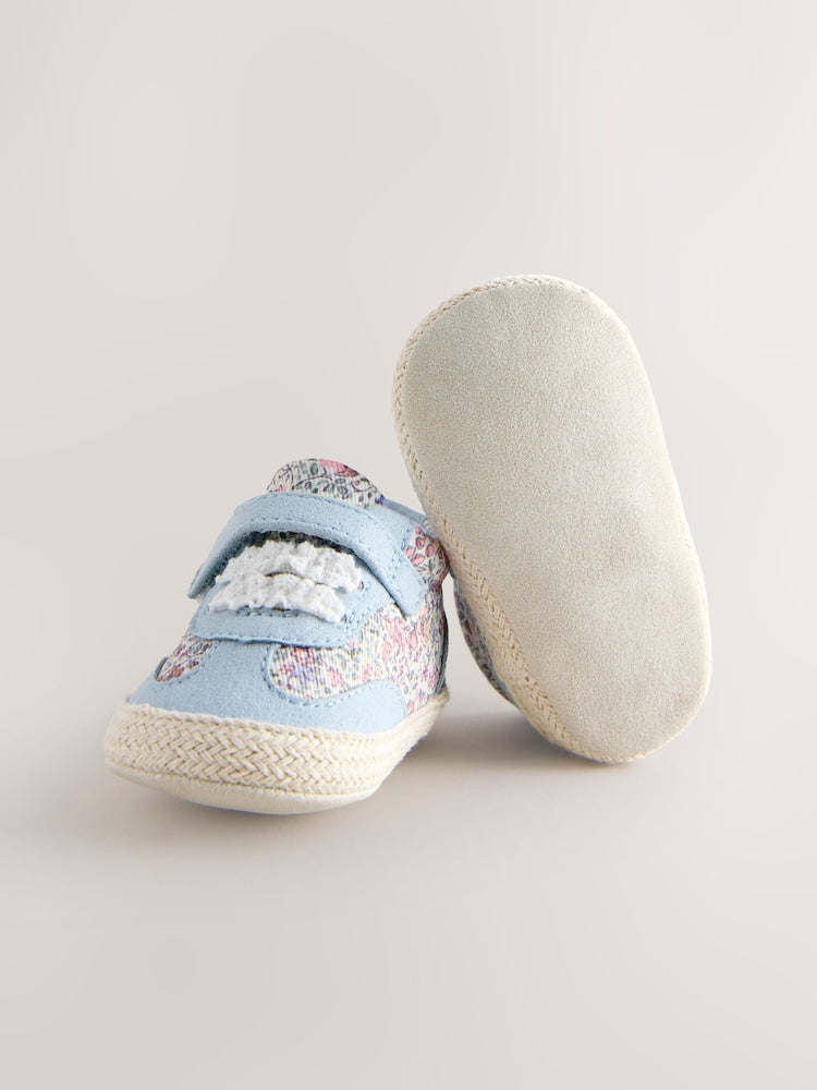 Blue Floral Baby Touch Fasten Trainers (0-24mths)