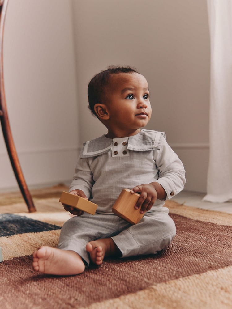 Grey/White Shirt and Trousers Baby Set (0mths-3yrs)