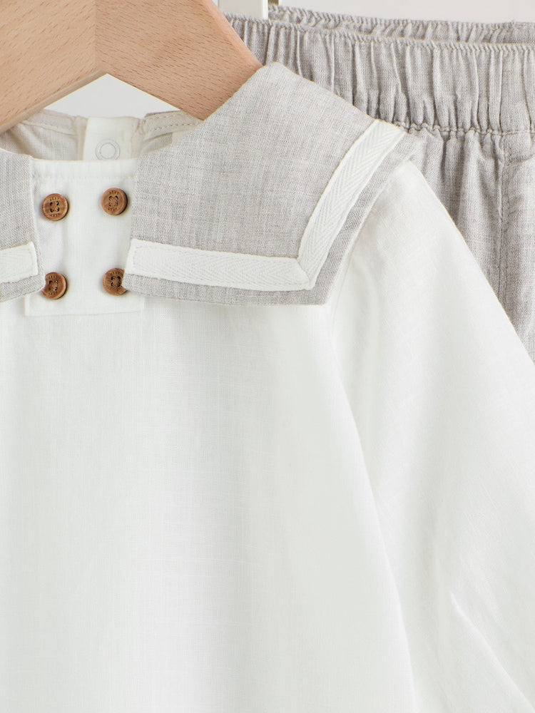 Grey/White Shirt and Trousers Baby Set (0mths-3yrs)