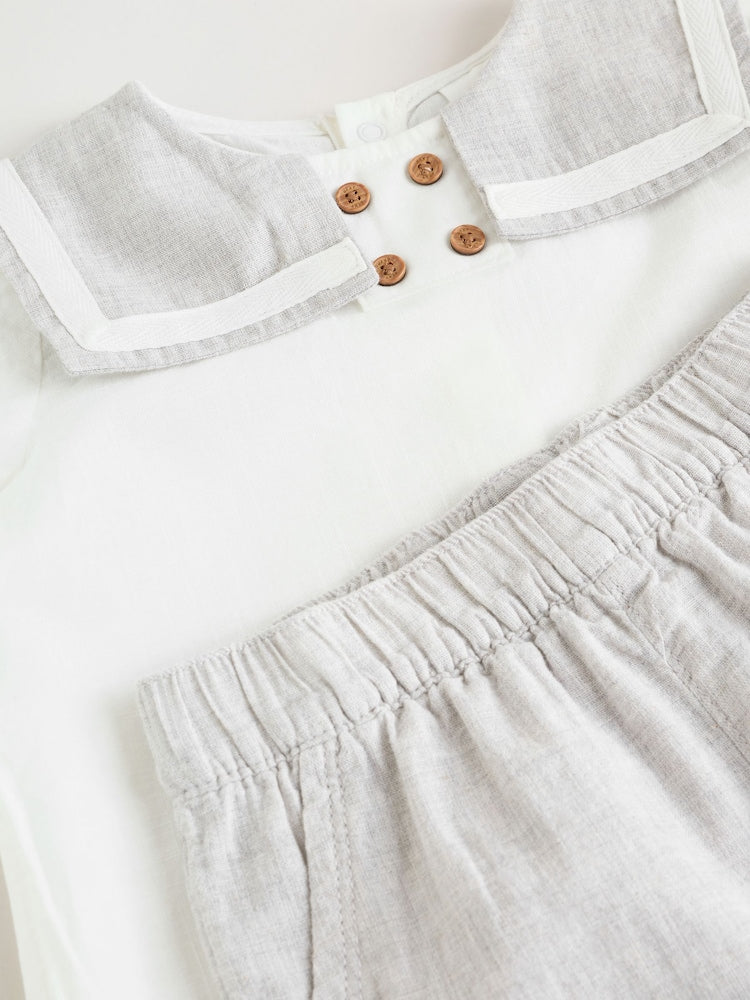 Grey/White Shirt and Trousers Baby Set (0mths-3yrs)