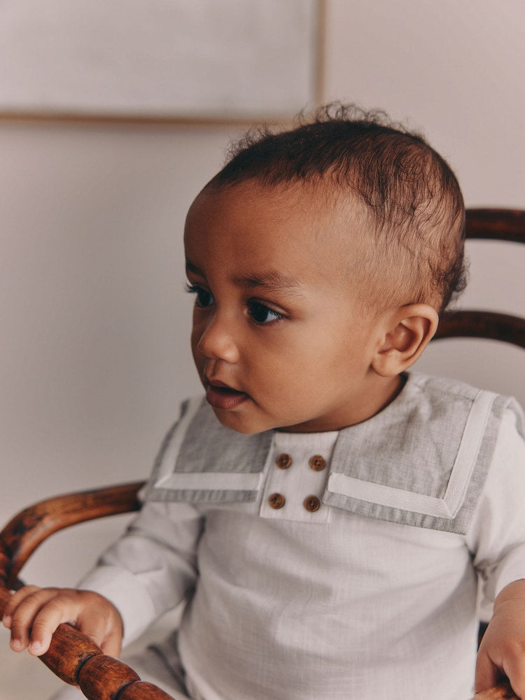 Grey/White Shirt and Trousers Baby Set (0mths-3yrs)